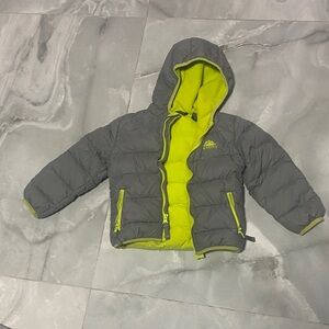 Snozu Kids Jacket in Gray and Neon Yellow